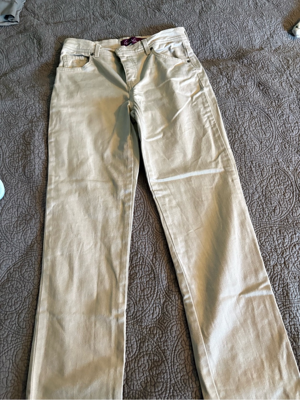 Gloria Vanderbilt Wide-Leg Jeans in Light Beige